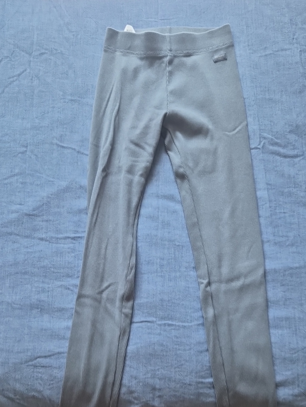 Ribbed Stretch Legging — Light Gray Blue